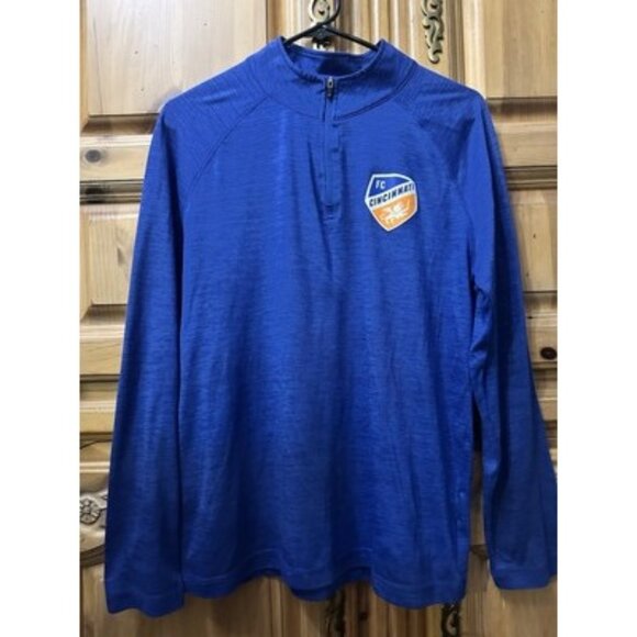 FC Cincinnati MLS Soccer 1/4 Zip Long Sleeve Stretch Lightweight Mens Medium - Picture 1 of 7
